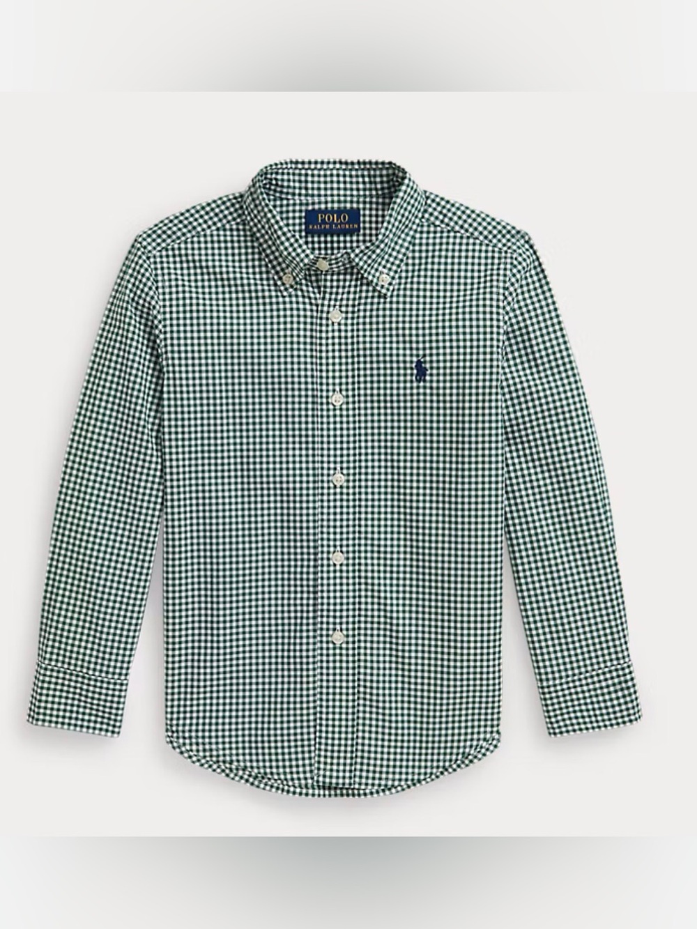 POLO Ralph Lauren Blue Green Check Cotton Poplin Button Down Shirt - M(10-12)
